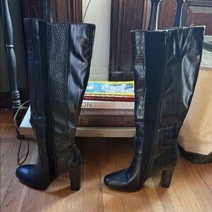 Classic Black Over-the-Knee Block Heel Boots